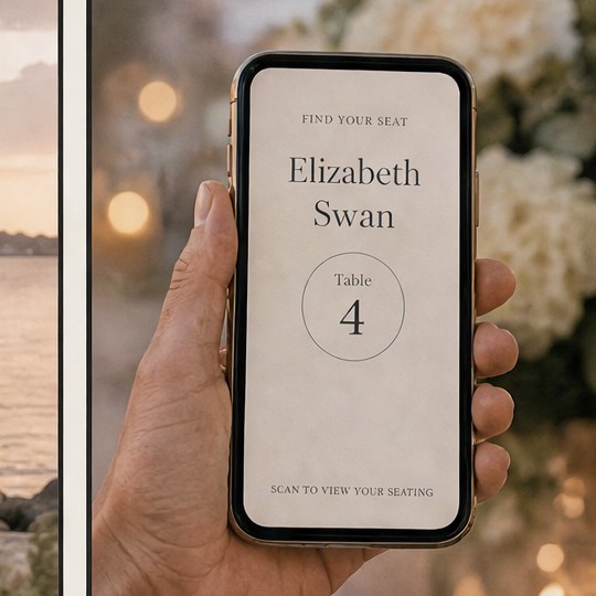 Phone screen showing guest table lookup result